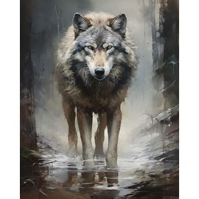 ZUVRDIAI Paint by Numbers Wolf for Adults, Acrylic Oil Painting by Numbers Kits for Beginner with Brushes Paintwork Art Canvas for Home Decor 16x20 Inch
