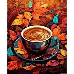 SVINOILER Paint by Number for Adults, Coffee DIY Oil Painting Kit on Canvas with Paintbrushes and Acrylic Pigment, Perfect for Paint by Numbers for Adults Beginner, for Home Wall Decor 16x20 Inch