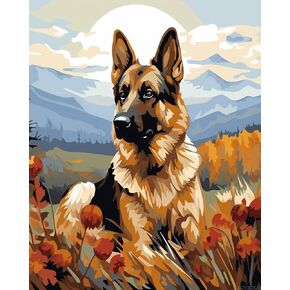 Zuvrdiai Happy German Shepherd ، الطلاء بأرقام مجموعات 40 سم × 50 سم من القماش DIY للبالغين للبالغين مع فرش الدهانات ، بدون إطار