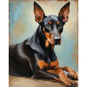 Zuvrdiai DIY ملء زيت القماش الطلاء من عدد الأرقام Doberman Pinsch