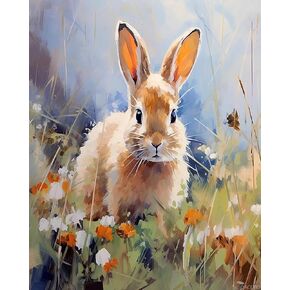 Qaceyid DIY Pion Paint Paint by Number Kit Rabbit Hare Bunny Digital Paint Dann