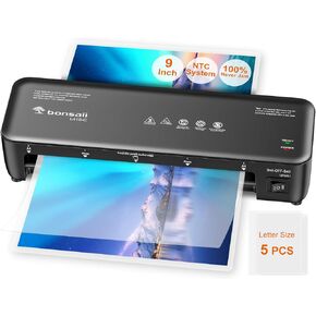 Bonsaii Laminator, 9 Inch Thermal Laminator Machine with Never Jam Technology for Doc/Posters/Photo, Personal Laminating Machine Simple Convenient for Home, Office and School - L418-C Black
