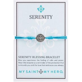 My Saint My Hero Serenity Blessing Bracelet - Gold-Plated Medal on Black Cord