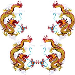 4 PCS Iron on Dragon Patches, Chinese Golden Dragon Patches Appliques, Sew on Fabric Embroidered Dragon Patches, Men Women Decorative Patches for Jackets, Jeans for Festival, Daily -2 Pairs