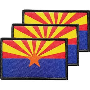 3pcs Arizona Flag Patch 2x3 بوصة ، حلقة الخطاف التكتيكية مطرزة بتصحيحات العلم لحالة الظهر لرة الظهر الظهر.