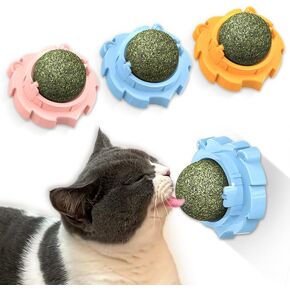 لعبة كرة Catnip لحيوانك الأليف | 3 حزمة كرة النعناع البري | Catnip Ball Dental Hygiene Toy | Catnip Wall Mount | كرات Catnip للقطط الداخلية | كرات Catnip لجدار القط