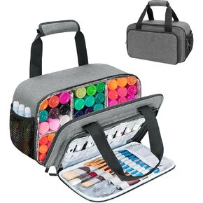 NCONCO Acrylic Paint Organizer Case ، منظمو الطلاء وتخزين تمسك ما يصل إلى 54 زجاجة (2 أوقية) تخزين الطلاء الحرفي مع مقسم داخلي قابل للفصل لفرش الطلاء
