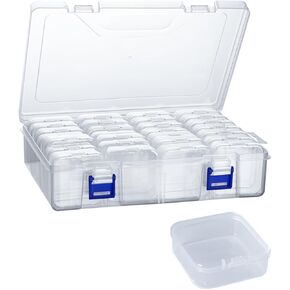 28Pcs Small Bead Organizers, Storage Box with Hinged Lid, Modern White Acrylic, 9.1 x 6.3 x 2.36 inches, For Arts & Crafts