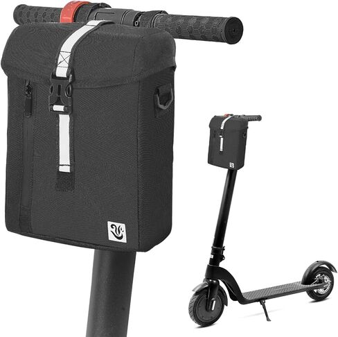 Portable Electric Scooter Bag, 4L Large Soft Scooter Storage Bag with Shoulder Straps, Pockets and Reflective Strips, Waterproof Electric Bike Front Handlebar Bag, Black in Saudi Arabia