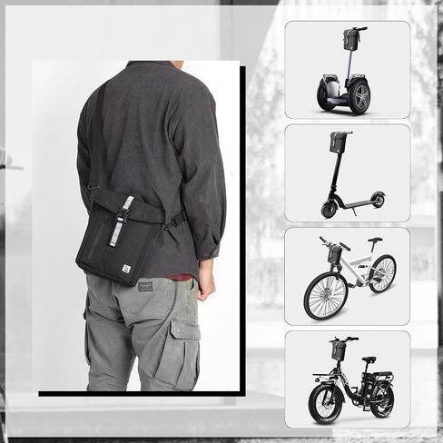 Portable Electric Scooter Bag, 4L Large Soft Scooter Storage Bag with Shoulder Straps, Pockets and Reflective Strips, Waterproof Electric Bike Front Handlebar Bag, Black in Saudi Arabia