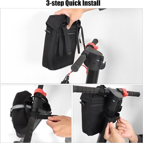 Portable Electric Scooter Bag, 4L Large Soft Scooter Storage Bag with Shoulder Straps, Pockets and Reflective Strips, Waterproof Electric Bike Front Handlebar Bag, Black in Saudi Arabia