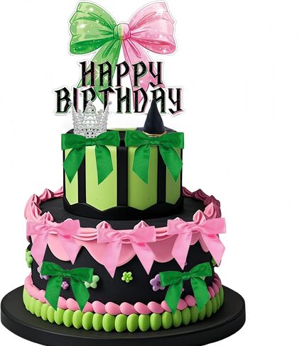 Witch Cake Topper Green Pink Bow Cake Topper Crown Cupcake Topper (black) in Saudi Arabia