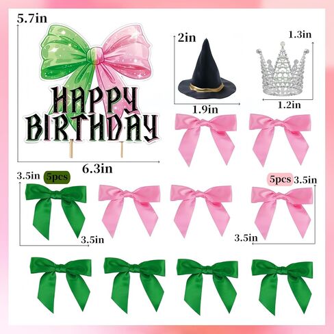 Witch Cake Topper Green Pink Bow Cake Topper Crown Cupcake Topper (black) in Saudi Arabia