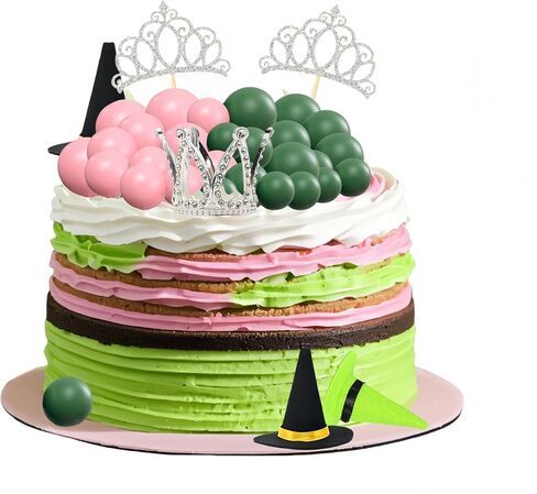 Witch Cake Topper Green Pink Bow Cake Topper Crown Cupcake Topper (black) in Saudi Arabia