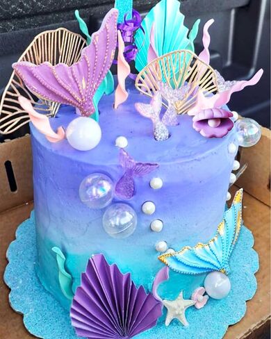 JeVenis Little Mermaid Cake Topper - Under the Sea Decoration With Seashell and Mermaid Tail for Party Supplies in Saudi Arabia