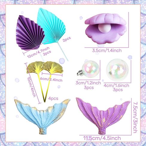 JeVenis Little Mermaid Cake Topper - Under the Sea Decoration With Seashell and Mermaid Tail for Party Supplies in Saudi Arabia
