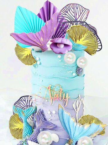 JeVenis Little Mermaid Cake Topper - Under the Sea Decoration With Seashell and Mermaid Tail for Party Supplies in Saudi Arabia