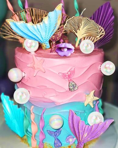 JeVenis Little Mermaid Cake Topper - Under the Sea Decoration With Seashell and Mermaid Tail for Party Supplies in Saudi Arabia
