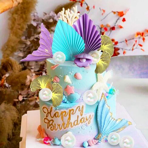 JeVenis Little Mermaid Cake Topper - Under the Sea Decoration With Seashell and Mermaid Tail for Party Supplies in Saudi Arabia