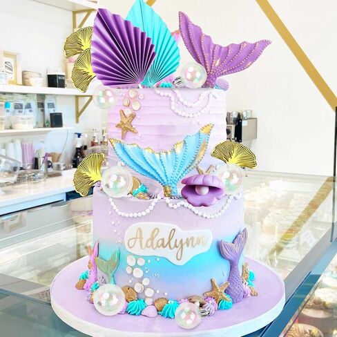 JeVenis Little Mermaid Cake Topper - Under the Sea Decoration With Seashell and Mermaid Tail for Party Supplies in Saudi Arabia