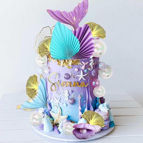 JeVenis Little Mermaid Cake Topper - Under the Sea Decoration With Seashell and Mermaid Tail for Party Supplies in Saudi Arabia