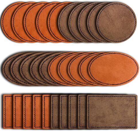 30 Pieces Blank Rustic Leatherette Hat Patches with 3 Types of Shape Laser Engraving Blanks Patch Adhesive for Fabric Faux Leather Patch Custom Repair Sewing Repair Patches in Saudi Arabia