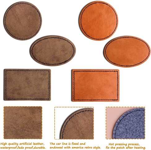 30 Pieces Blank Rustic Leatherette Hat Patches with 3 Types of Shape Laser Engraving Blanks Patch Adhesive for Fabric Faux Leather Patch Custom Repair Sewing Repair Patches in Saudi Arabia