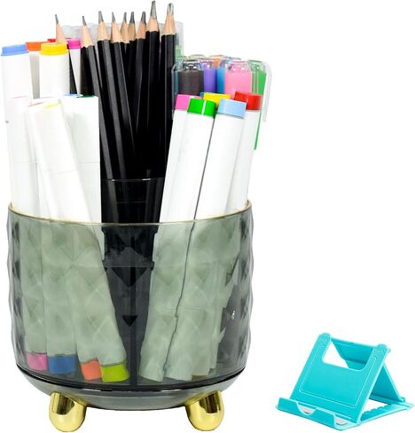 Marte Vanci Rotating Pen Holder for Desk, 360°Rotating Pen Pencil Organizer with 6 Compartment, Makeup Brush Holder Organizer (Dark Green) in Saudi Arabia