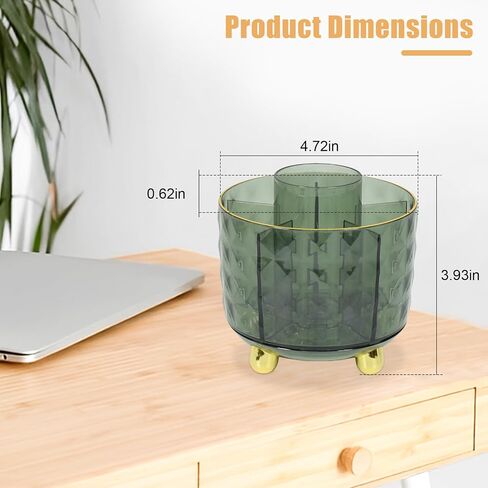 Marte Vanci Rotating Pen Holder for Desk, 360°Rotating Pen Pencil Organizer with 6 Compartment, Makeup Brush Holder Organizer (Dark Green) in Saudi Arabia