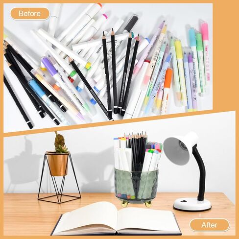 Marte Vanci Rotating Pen Holder for Desk, 360°Rotating Pen Pencil Organizer with 6 Compartment, Makeup Brush Holder Organizer (Dark Green) in Saudi Arabia