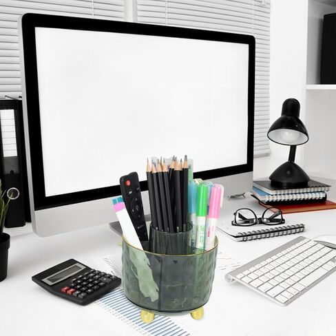 Marte Vanci Rotating Pen Holder for Desk, 360°Rotating Pen Pencil Organizer with 6 Compartment, Makeup Brush Holder Organizer (Dark Green) in Saudi Arabia