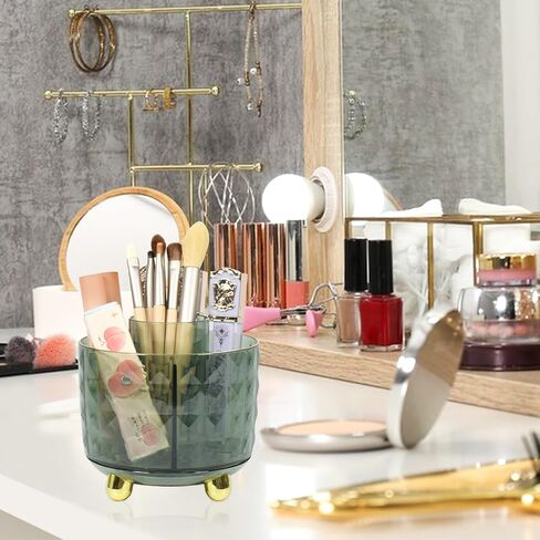 Marte Vanci Rotating Pen Holder for Desk, 360°Rotating Pen Pencil Organizer with 6 Compartment, Makeup Brush Holder Organizer (Dark Green) in Saudi Arabia