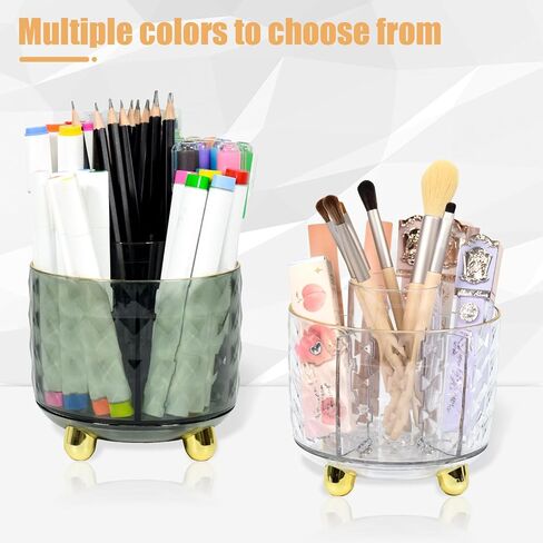 Marte Vanci Rotating Pen Holder for Desk, 360°Rotating Pen Pencil Organizer with 6 Compartment, Makeup Brush Holder Organizer (Dark Green) in Saudi Arabia