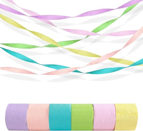 Crepe Paper Streamers in 6 Colors 492ft, Party Decorations, 6 Rolls, Multi-purpose celebrations, Paper, Style C, Striped, Bohemian, Tropical in Saudi Arabia