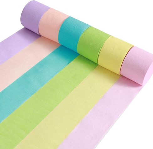 Crepe Paper Streamers in 6 Colors 492ft, Party Decorations, 6 Rolls, Multi-purpose celebrations, Paper, Style C, Striped, Bohemian, Tropical in Saudi Arabia