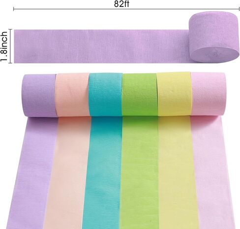 Crepe Paper Streamers in 6 Colors 492ft, Party Decorations, 6 Rolls, Multi-purpose celebrations, Paper, Style C, Striped, Bohemian, Tropical in Saudi Arabia