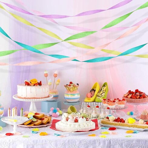 Crepe Paper Streamers in 6 Colors 492ft, Party Decorations, 6 Rolls, Multi-purpose celebrations, Paper, Style C, Striped, Bohemian, Tropical in Saudi Arabia
