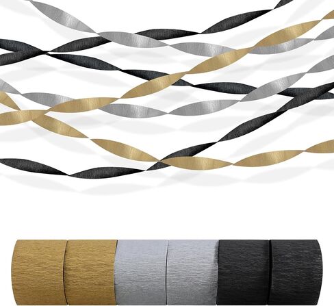 Crepe Paper Streamers in 6 Colors 492ft, Party Decorations, 6 Rolls, Multi-purpose celebrations, Paper, Style C, Striped, Bohemian, Tropical in Saudi Arabia