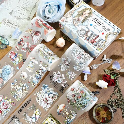 Snycler Pre-Cut Bumper Harvest Themed PET Washi Tapes - Vintage Aesthetic Tape Stickers for Journaling, Scrapbooking, Junk Journals, Crafts, Planners - 4 Rolls in Kuwait
