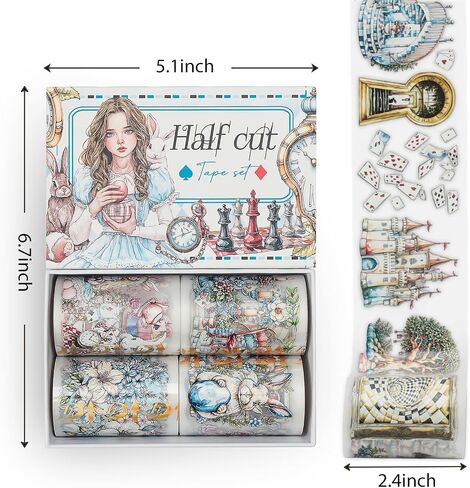 Snycler Pre-Cut Bumper Harvest Themed PET Washi Tapes - Vintage Aesthetic Tape Stickers for Journaling, Scrapbooking, Junk Journals, Crafts, Planners - 4 Rolls in Kuwait
