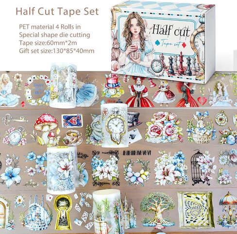 Snycler Pre-Cut Bumper Harvest Themed PET Washi Tapes - Vintage Aesthetic Tape Stickers for Journaling, Scrapbooking, Junk Journals, Crafts, Planners - 4 Rolls in Kuwait