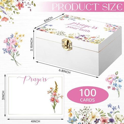 Wood Prayer Box with 100 Pcs Prayer Cards Green Leaves Distressed Box 6.8 x 5 x 3 Inches Decorative Prayer Trinket Box for Christmas Christian Gifts in Kuwait
