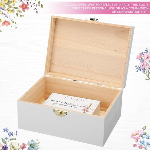Wood Prayer Box with 100 Pcs Prayer Cards Green Leaves Distressed Box 6.8 x 5 x 3 Inches Decorative Prayer Trinket Box for Christmas Christian Gifts in Kuwait