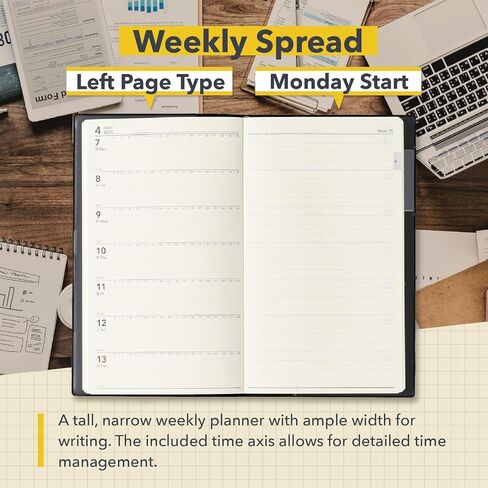 NOLTY Wide 1 Weekly Planner 2025, April Start, Japanese Edition, Black in Saudi Arabia