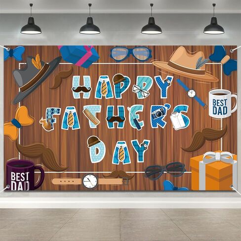 Happy Fathers Day Banner Decorations 70.9x45.3in Extra Large Size Father's Day Backdrop Banners Party Supplies Indoor Outdoor Background for Photograph Family Celebrations Wall Door Home Decor(blue) in Kuwait