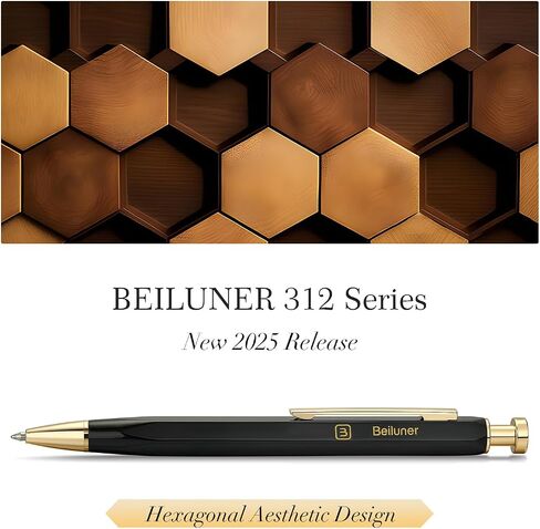 BEILUNER 312 Metal Gel Pen 0.5mm, Hexagonal Design, Green Piano Lacquer with 24K Gold Plated Accents, Includes One Refill, Professional Gel Pen Gift Box Set in Saudi Arabia