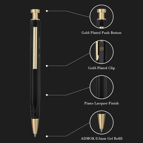BEILUNER 312 Metal Gel Pen 0.5mm, Hexagonal Design, Green Piano Lacquer with 24K Gold Plated Accents, Includes One Refill, Professional Gel Pen Gift Box Set in Saudi Arabia