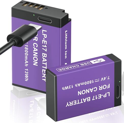 بطارية Mspalocell 2 حزمة Canon LP-E17، بطاريات بديلة LP-E17 بقدرة 1800 مللي أمبير في الساعة مع شحن مباشر من النوع C لكاميرا Canon RP Rebel SL2 SL3 T6i T6s T7i M3 M5 M6 200D 77D 750D 760D 800D 8000D KISS X8i in Kuwait