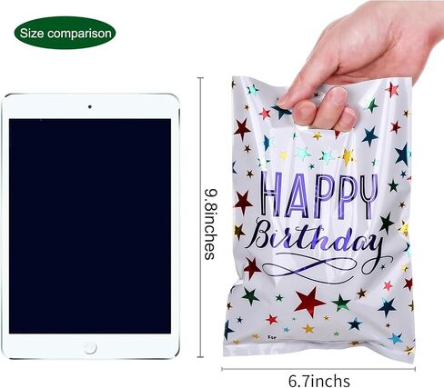 Medium(6.7 * 9.8inch) Happy Birthday Party Favor Bags 40 PCS Plastic Goodies Loot Bags Bulk for Kids Baby Girls & Boys Birthday Return Gift (B Style 40 Packs) in Saudi Arabia
