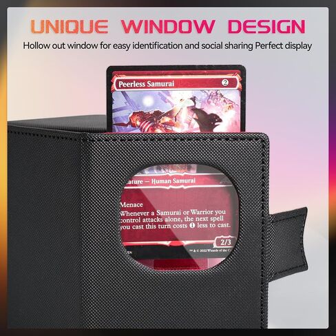 MTG Deck Box for Commander Display with 2 Card Dividers, Trading Card Storage Box Fits 100 Double Sleeved Cards Suitable for TCG/CCG/PTCG/EDH/Magic/Sport Cards (Black&Red) in Saudi Arabia